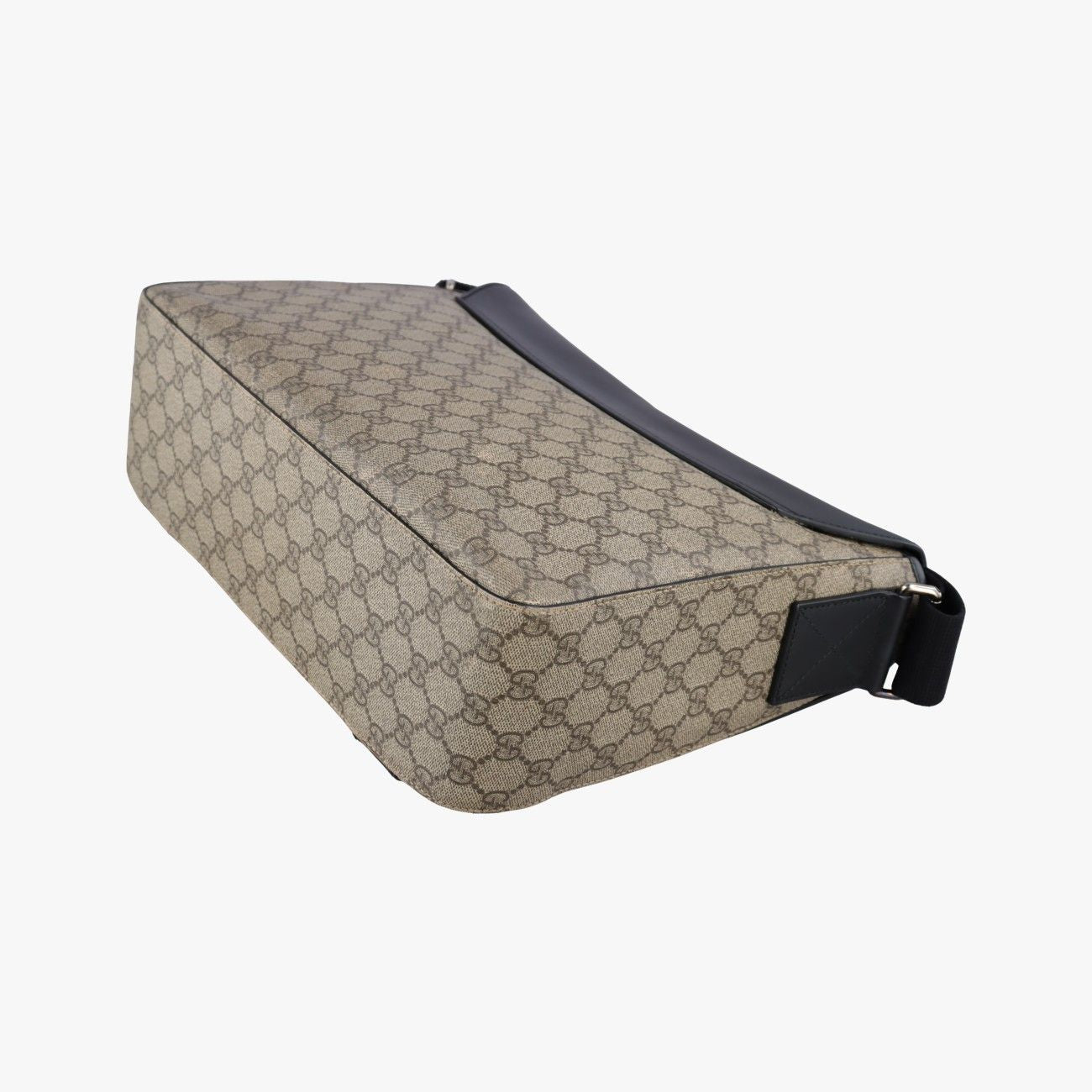 Gucci GG Plus Supreme Beige Black Canvas Leather Shoulder — view 6