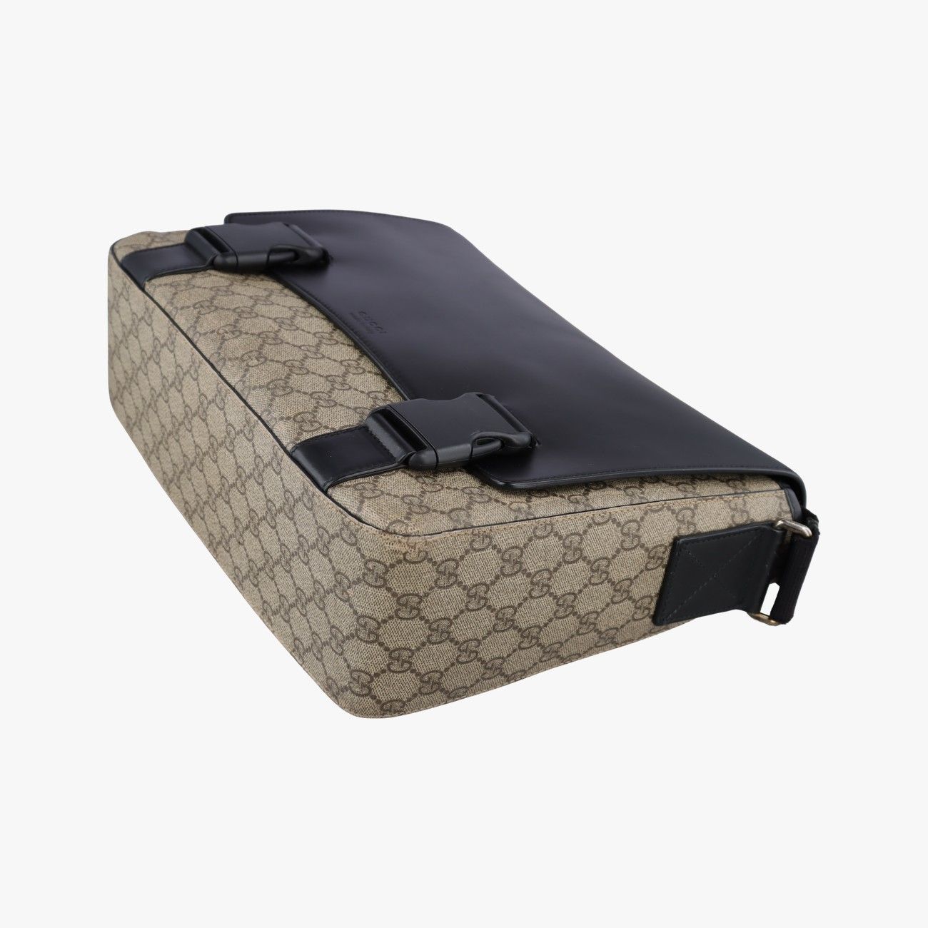 Gucci GG Plus Supreme Beige Black Canvas Leather Shoulder — view 4