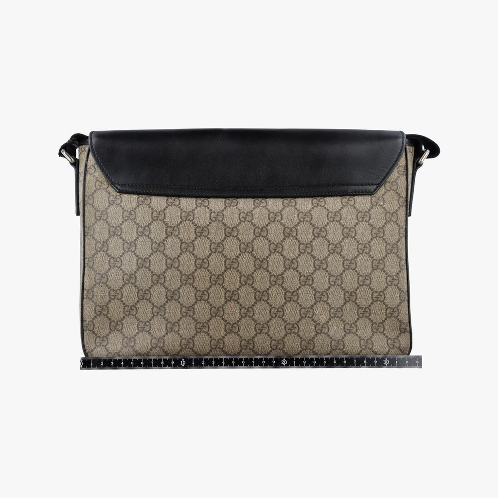 Gucci GG Plus Supreme Beige Black Canvas Leather Shoulder — view 2