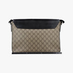 Gucci GG Plus Supreme Beige Black Canvas Leather Shoulder — view 2