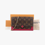 Louis Vuitton Flor Chain Monogram Brown Fuchsia Portefeuille Calf Leather