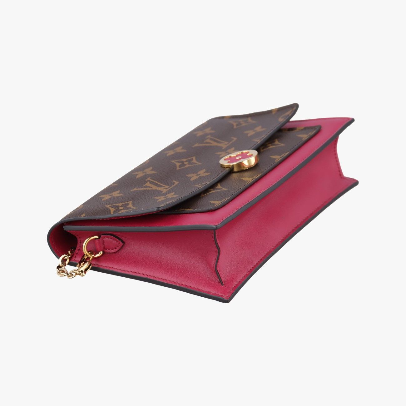 Louis Vuitton Flor Chain Monogram Brown Fuchsia Portefeuille Calf Leather — view 5