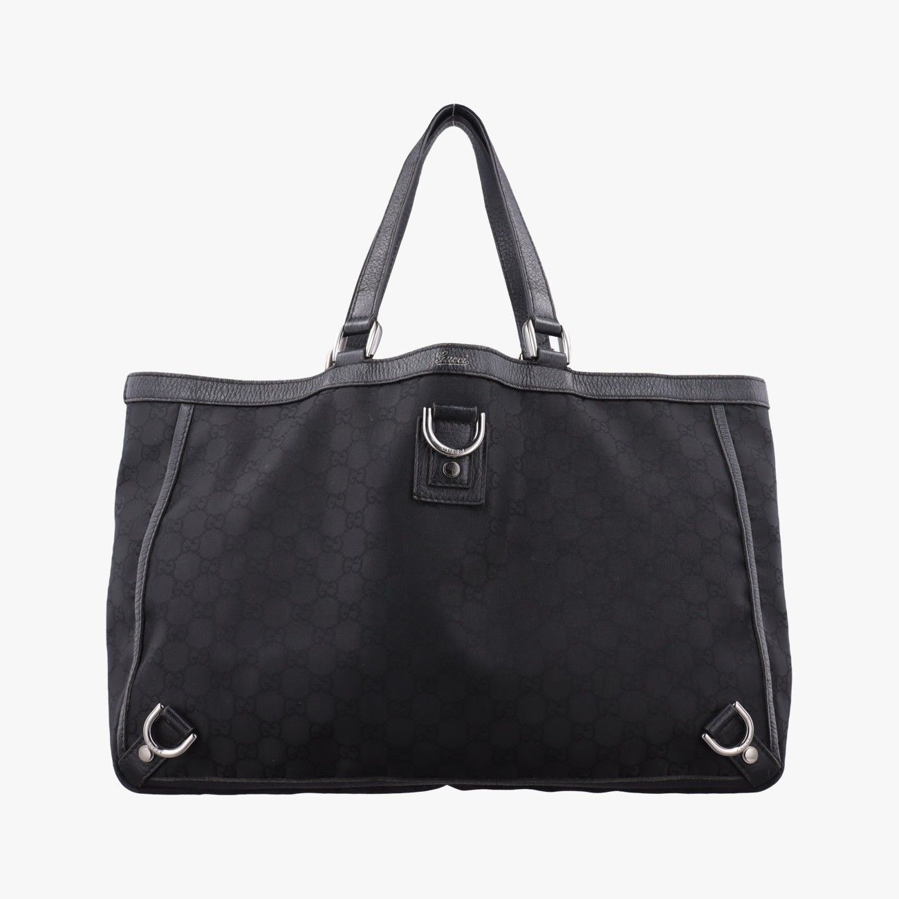 Gucci Abbey Black Canvas Leather Handbag