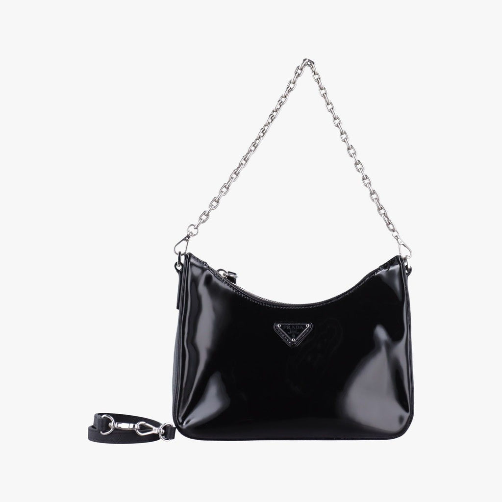 Prada Re Edition Black Patent Leather 7 Shoulder