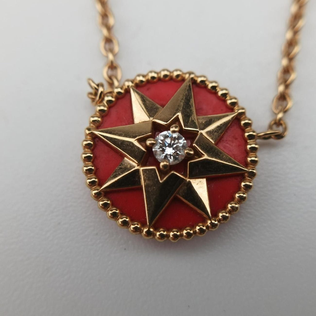 Dior Rose Des Vents Medallion Red Gold Necklace — view 9