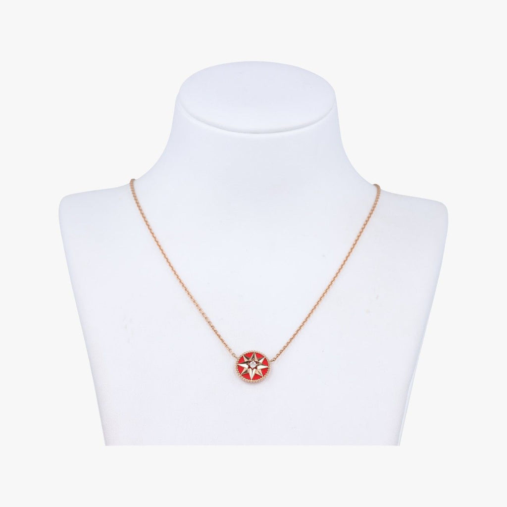 Dior Rose Des Vents Medallion Red Gold Necklace