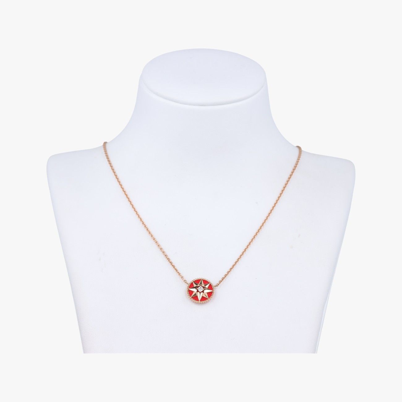 Dior Rose Des Vents Medallion Red Gold Necklace