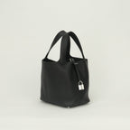 Hermes Picotin Lock PM 18 Tote Taurillon Clemence Noir Black Silver Handbag — view 2