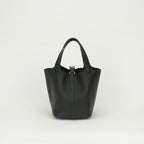 Hermes Picotin Lock PM 18 Tote Taurillon Clemence Noir Black Silver Handbag — view 3