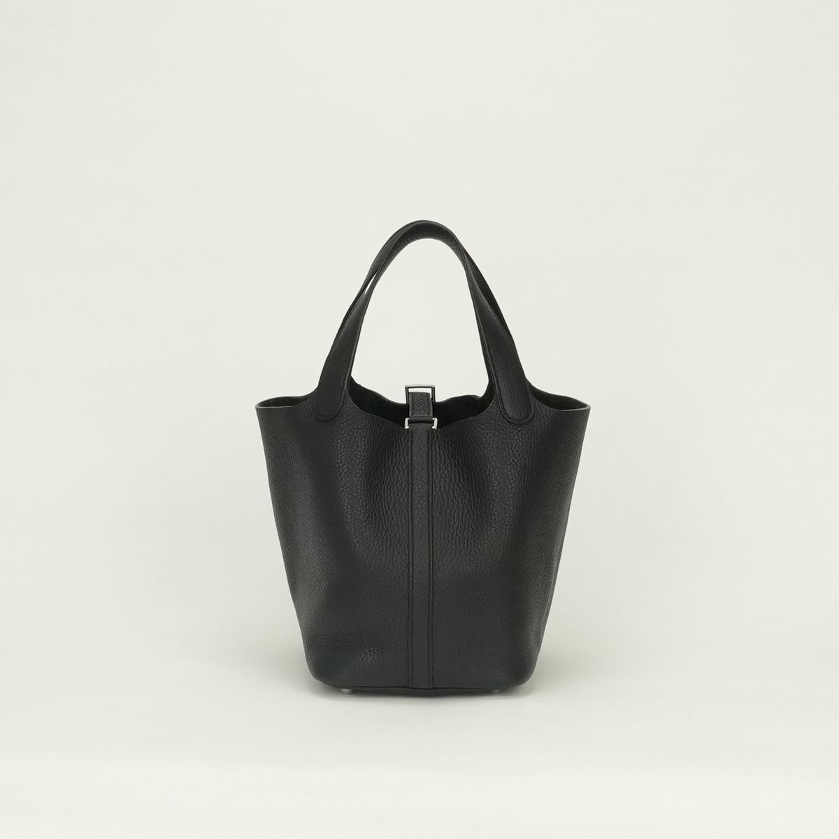 Hermes Picotin Lock PM 18 Tote Taurillon Clemence Noir Black Silver Handbag — view 3