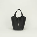 Hermes Picotin Lock PM 18 Tote Taurillon Clemence Noir Black Silver Handbag