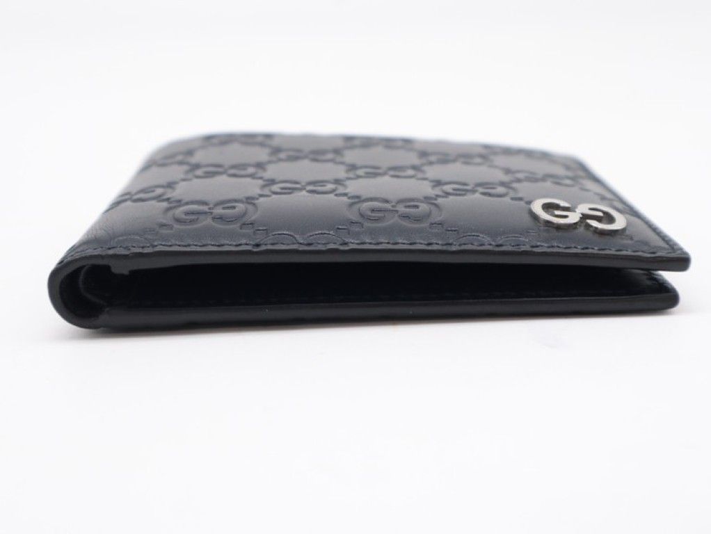 Gucci Bifold Wallet Guccissima Navy Leather Silver Wallet — view 5