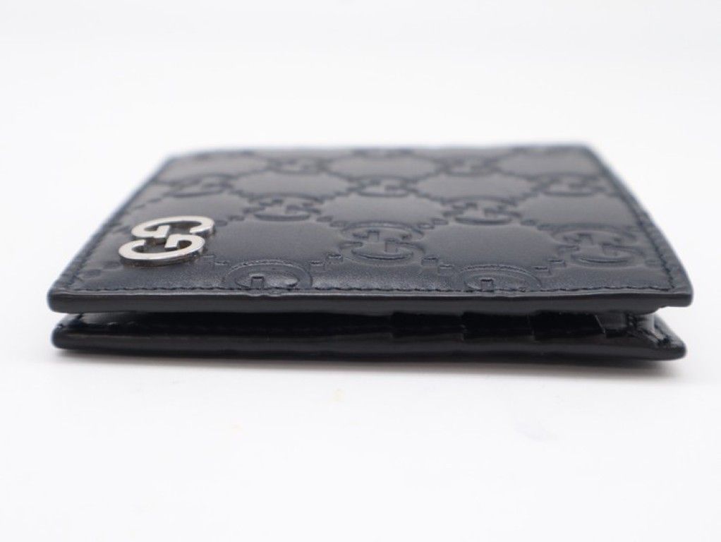 Gucci Bifold Wallet Guccissima Navy Leather Silver Wallet — view 3