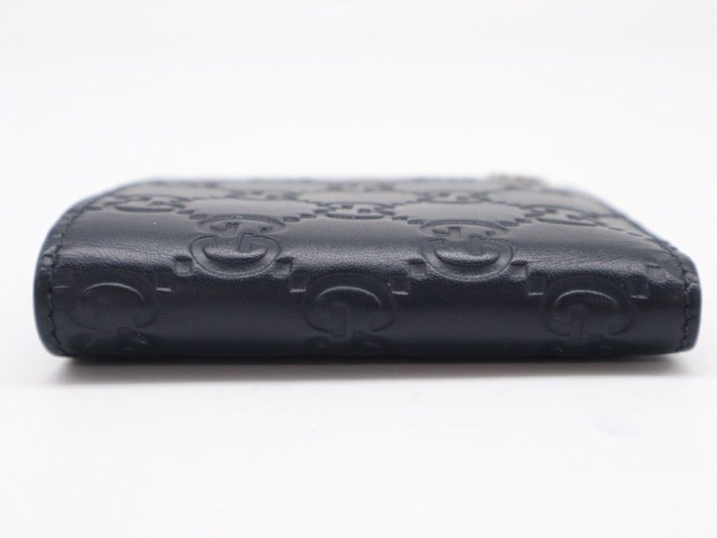 Gucci Bifold Wallet Guccissima Navy Leather Silver Wallet — view 4