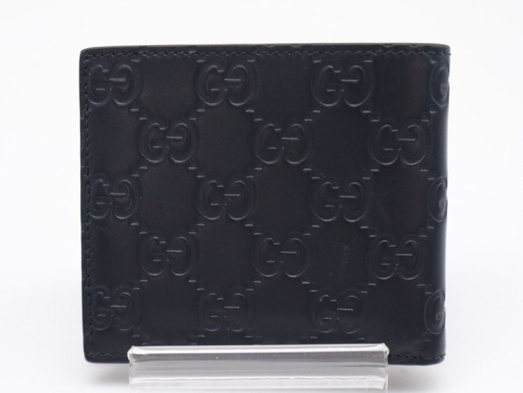 Gucci Bifold Wallet Guccissima Navy Leather Silver Wallet — view 2