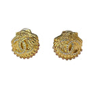 Chanel Earrings CC Logo Gold Clear Pink Shell