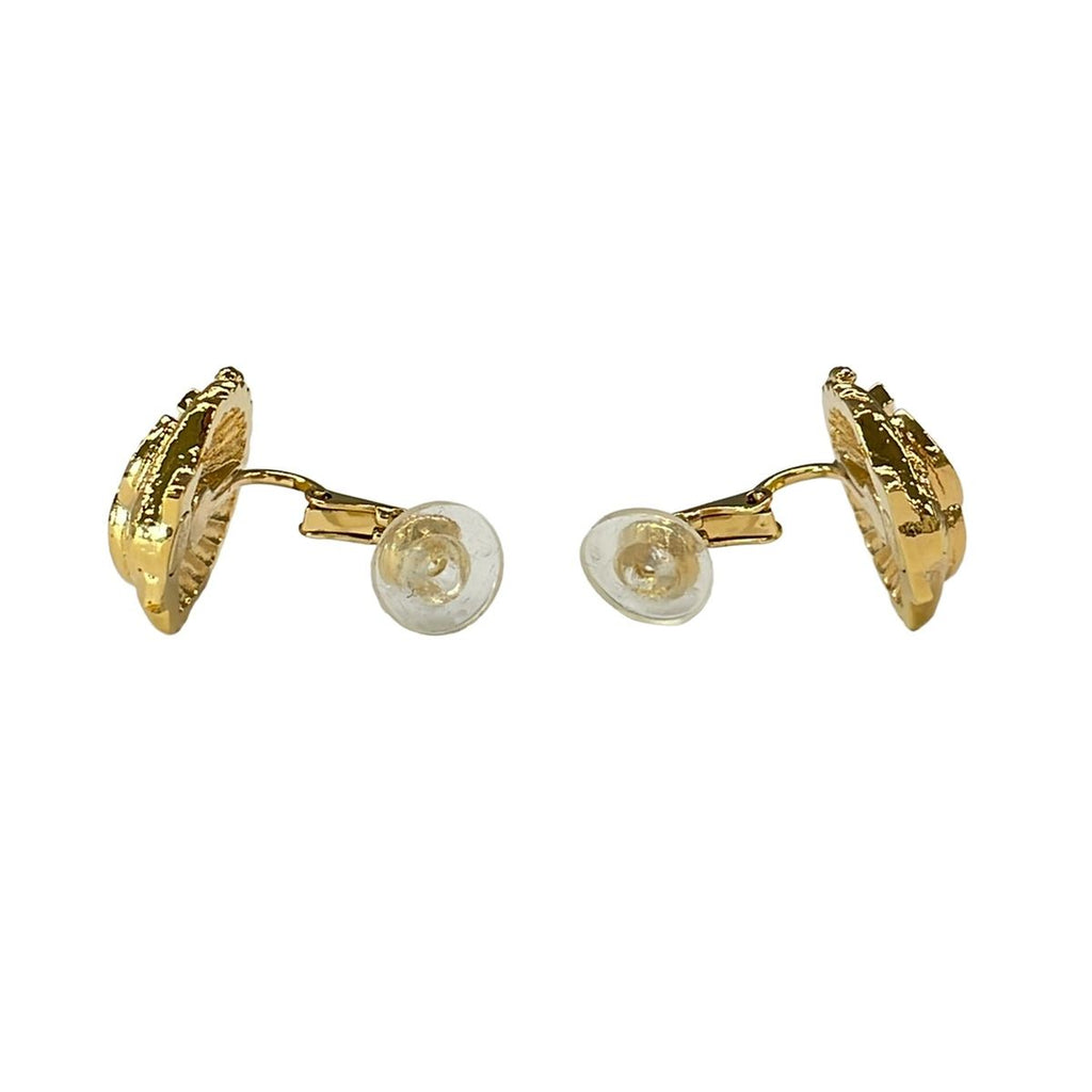 Chanel Earrings CC Logo Gold Clear Pink Shell — view 3
