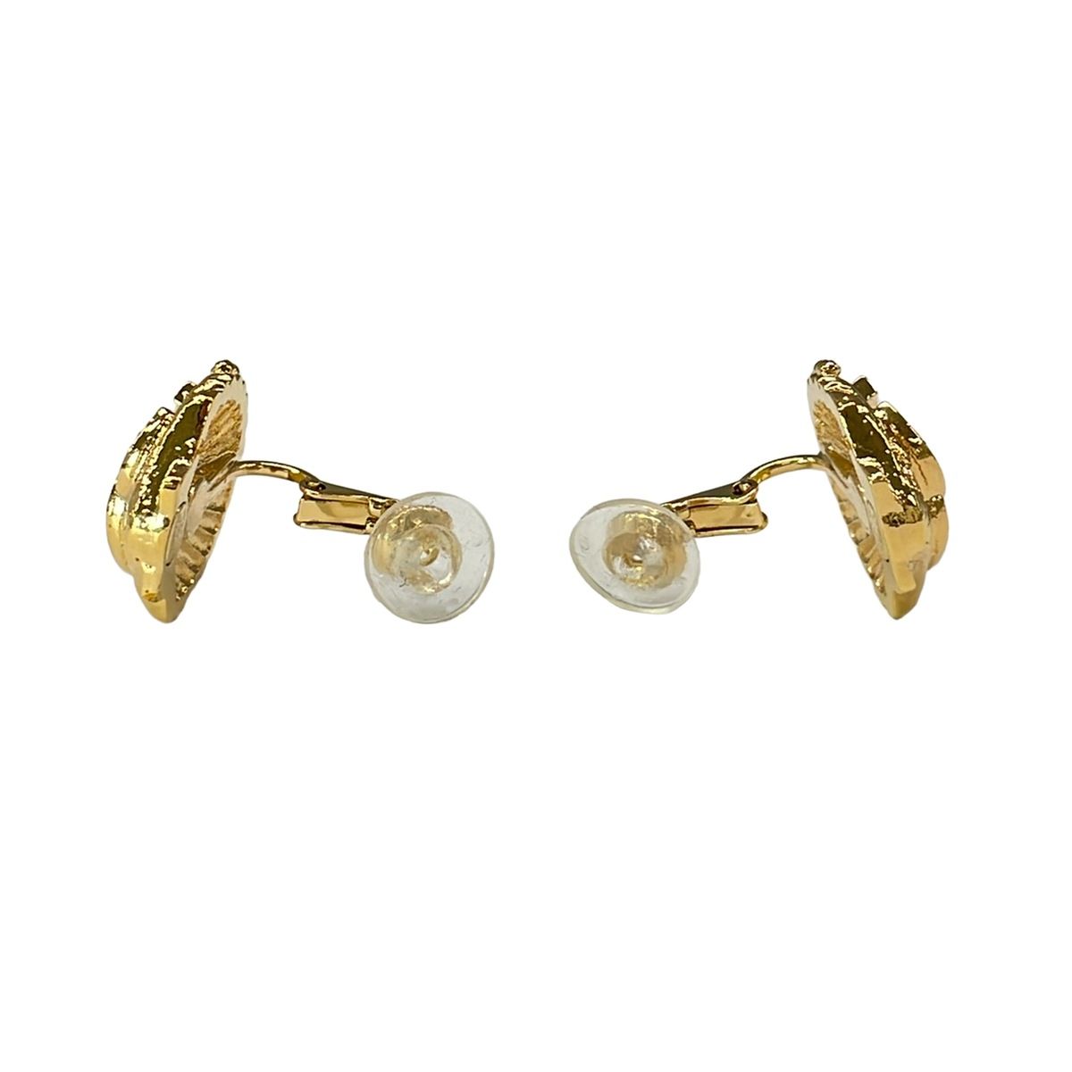 Chanel Earrings CC Logo Gold Clear Pink Shell — view 3