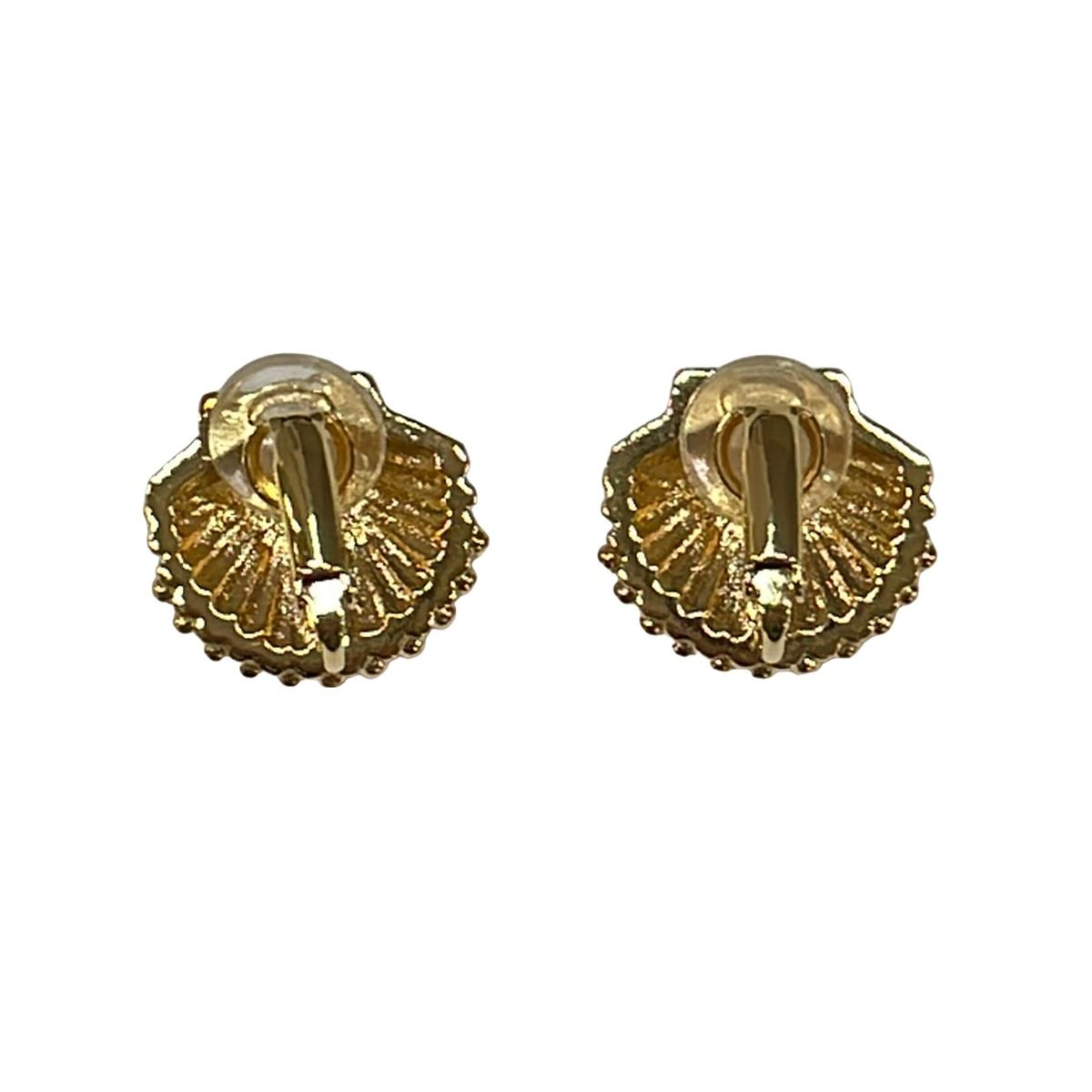 Chanel Earrings CC Logo Gold Clear Pink Shell — view 2