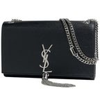 Saint Laurent Kate Monogram Chain Shoulder Bag Leather Black