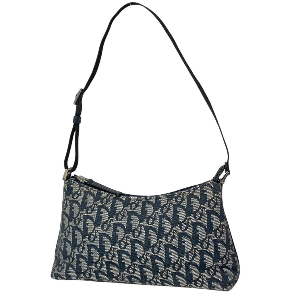 Dior Shoulder Bag Trotter Pattern Canvas Navy