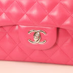 Chanel Pink Lamb Silver Double Flap Maxi Quilted 30 — view 6