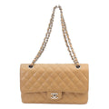 Chanel Beige Caviar Silver Quilted 25 Shoulder