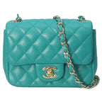 Chanel 23 Emeraldgreen Rum Gold Mini Quilted 17 Shoulder