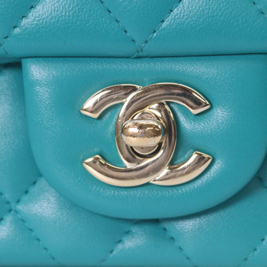 Chanel 23 Emeraldgreen Rum Gold Mini Quilted 17 Shoulder — view 6