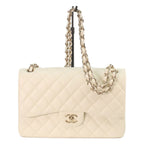 Chanel Ivory Caviar Gold Double Flap Maxi Quilted 30