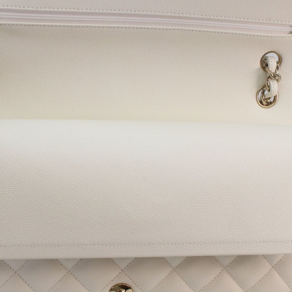 Chanel Ivory Caviar Gold Double Flap Maxi Quilted 30 — view 8