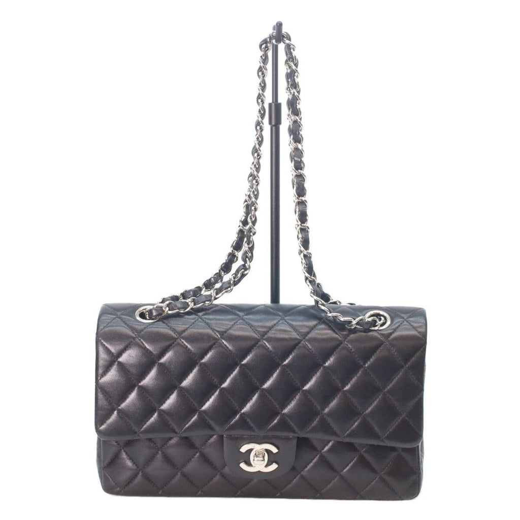 Chanel Black Lamb Silver Quilted 25 Shoulder