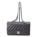 Chanel Black Lamb Silver Quilted 25 Shoulder