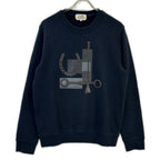 Hermes Navy Leather Patch Sweatshirt