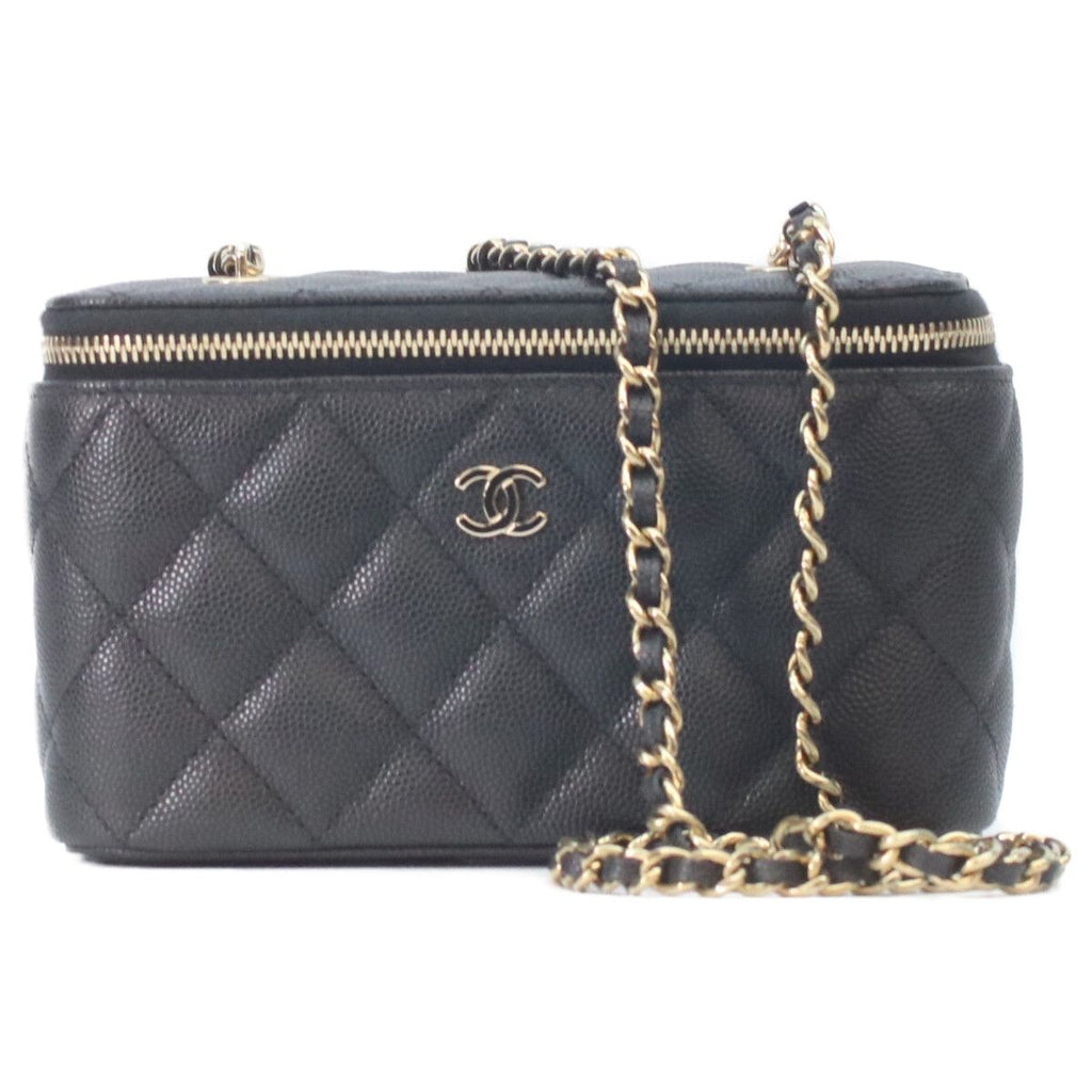 Chanel Black Caviar Gold Vanity Chain Shoulder