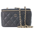Chanel Black Caviar Gold Vanity Chain Shoulder