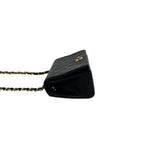 Chanel Vintage Quilted CC Logo Double Flap Lambskin Shoulder Bag Black — view 5