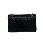 Chanel Vintage Quilted CC Logo Double Flap Lambskin Shoulder Bag Black — view 3