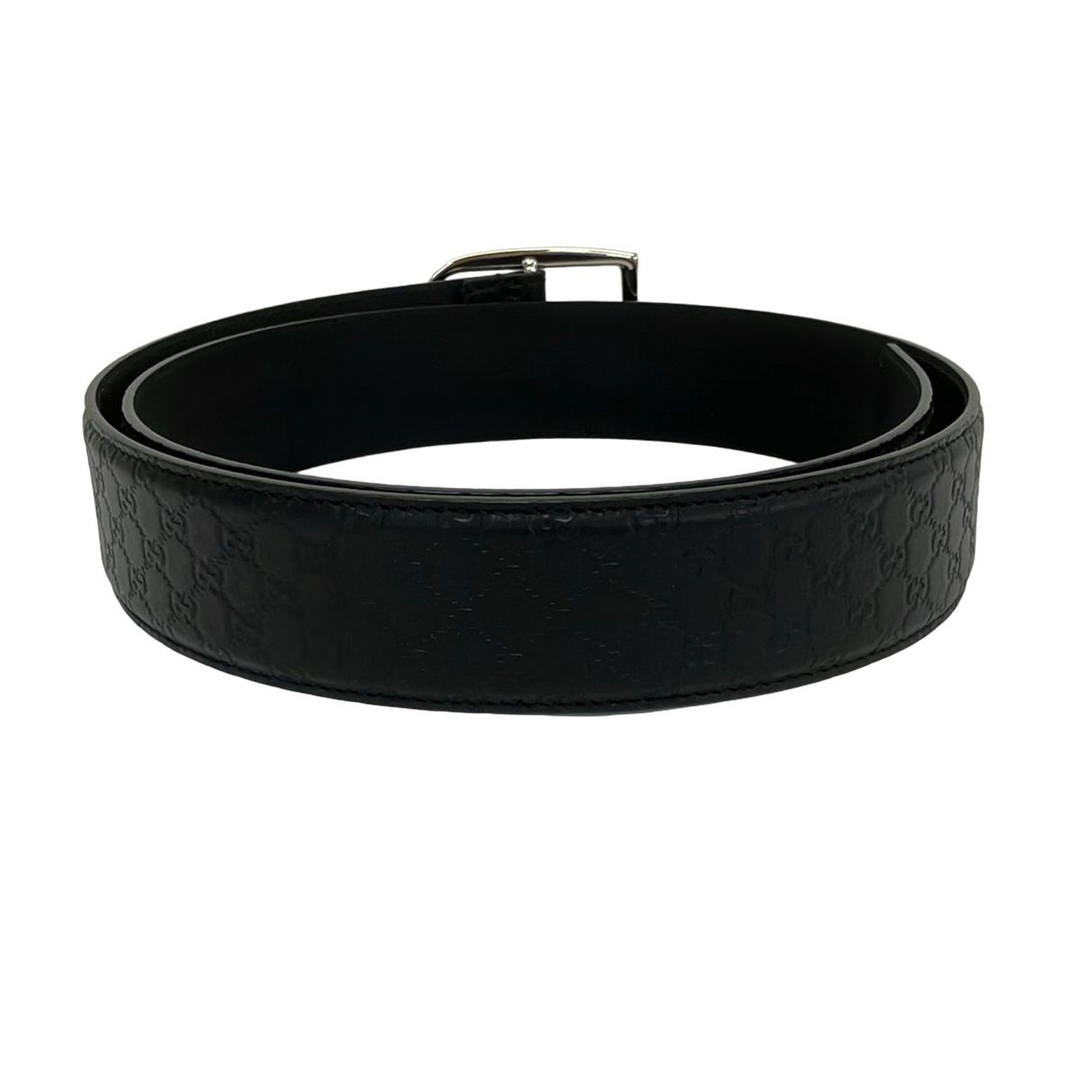 Gucci Belt 90 36 Black Silver Guccissima Line Leather — view 2