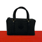 Gucci Vintage Micro GG Logo Leather Mini Boston Bag Black