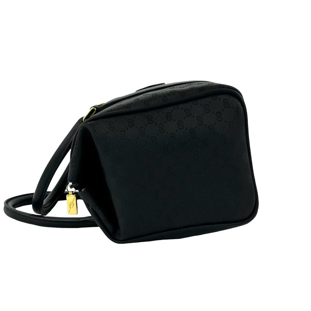 Gucci Vintage Micro GG Logo Leather Mini Boston Bag Black — view 5