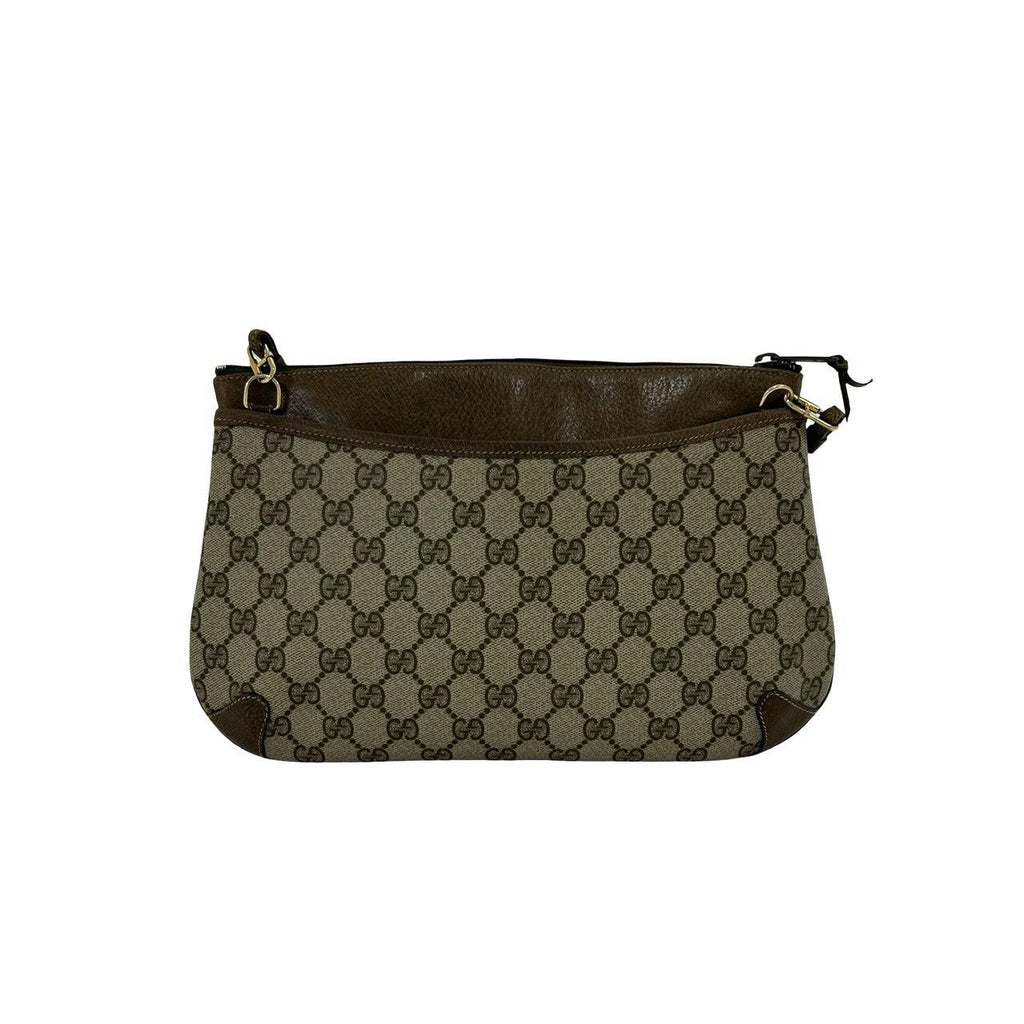 Gucci Vintage Sherry Line GG Logo Leather Shoulder Bag Brown — view 3