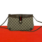 Gucci Vintage Sherry Line GG Logo Leather Shoulder Bag Brown