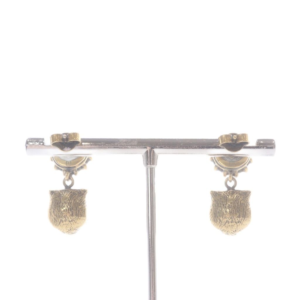 Gucci Cat Head Color Stone Earrings Gold — view 5