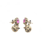Gucci Cat Head Color Stone Earrings Gold — view 3