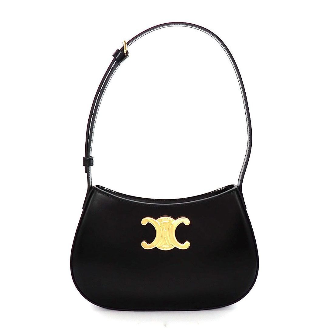 Celine Shoulder Bag Black Calfskin Gold