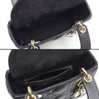 Dior Handbag Lady Dior Mini Black Cannage Lambskin Gold — view 5