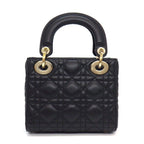 Dior Handbag Lady Dior Mini Black Cannage Lambskin Gold — view 2