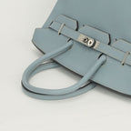 Hermes Birkin 35 Tote Togo Blue Bleu Lin Light Silver Handbag — view 4