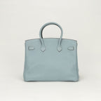 Hermes Birkin 35 Tote Togo Blue Bleu Lin Light Silver Handbag — view 3